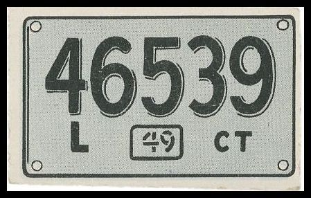 49TLP 1949 Topps License Plates Connecticut